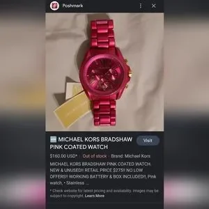 Authentic Michael Kors Hot Pink Watch Mk5219 Michael Kors Runway Iridescent Pink Dial Gold Steel Strap  main image 4